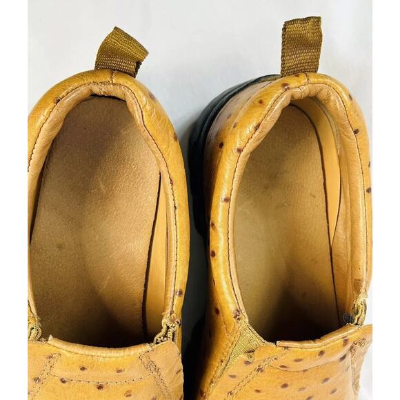 ROPER Leather Ostrich Print Shoes Clogs Womens Size 7.5 Tan Slip On - Picture 6 of 7